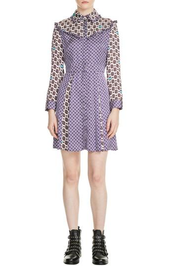 Women's Maje Reed Mixed Pattern Dress - Purple