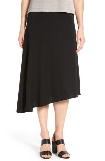 Women's Ming Wang Asymmetrical A-line Knit Skirt - Black