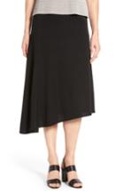 Women's Ming Wang Asymmetrical A-line Knit Skirt - Black