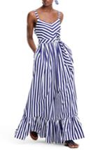 Women's J.crew Stripe Ruffle Maxi Dress - Blue