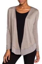 Petite Women's Nic+zoe Paired Up Silk Blend Cardigan P - Beige