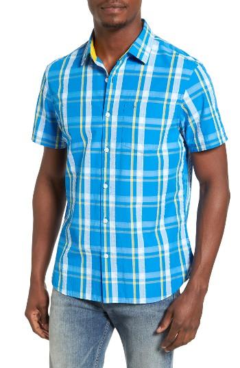 Men's Original Penguin Seersucker Plaid Woven Shirt - Blue
