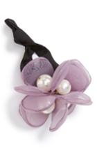 Cara Flower & Imitation Pearl Ponytail Holder, Size - Purple