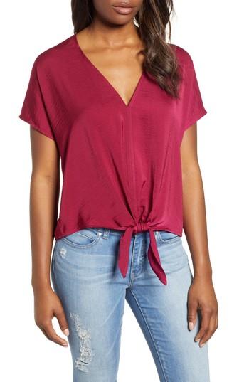 Women's Lucky Brand Tie Front Top - Burgundy