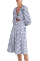 Women's Madewell Shimmer Stripe Cutout Midi Dress - Blue