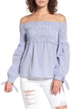 Women's Wayf Libby Smocked Off The Shoulder Top - Blue