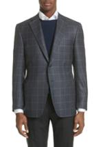 Men's Canali Classic Fit Check Silk & Wool Sport Coat Us / 46 Eu S - Grey