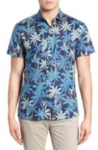 Men's Tori Richard Pick A Palm Trim Fit Camp Shirt, Size - Blue