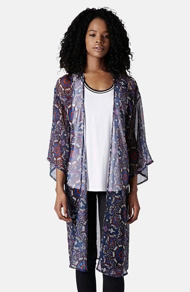 Topshop Kaleidoscope Print Kimono Blue Multi