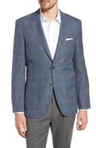 Men's Boss Janson Classic Fit Plaid Wool Sport Coat L - Blue