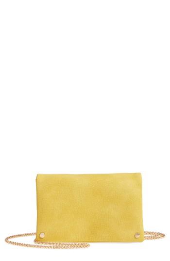 Street Level Studded Faux Leather Clutch - Yellow