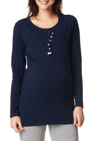 Women's Noppies Amber Henley Maternity/nursing Tee, Size - Blue