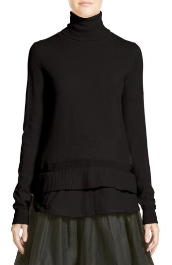 Women's Moncler Ciclista Tricot Knit Wool Turtleneck Sweater - Black