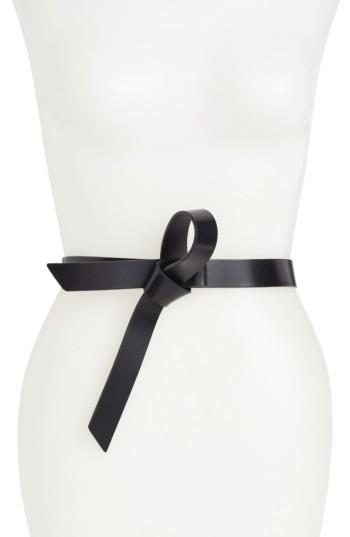 Women's Treasure & Bond X Something Navy Tie Knot Leather Belt - Black