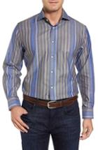 Men's Thomas Dean Regular Fit Stripe Sport Shirt - Green