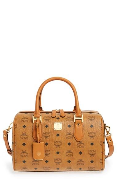 Mcm 'medium Heritage Boston' Coated Canvas Satchel - Brown