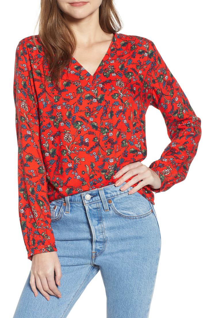 Women's Hinge Smocked Top, Size - Red