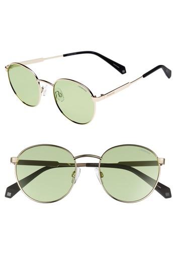 Women's Polaroid 51mm Round Retro Polarized Sunglasses - Green