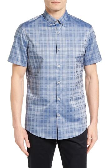 Men's Calibrate Trim Fit Non-iron Plaid Sport Shirt