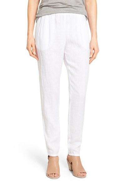 Women's Eileen Fisher Organic Linen Slouchy Pants - White