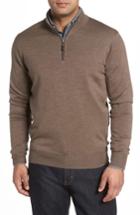 Men's Peter Millar Merino Wool & Silk Quarter Zip Pullover, Size - Grey