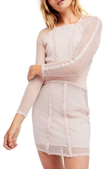 Women's Free People Lace & Mesh Body-con Dress - Pink