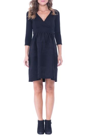 Women's Olian Faux Suede & Ponte Surplice Maternity Dress