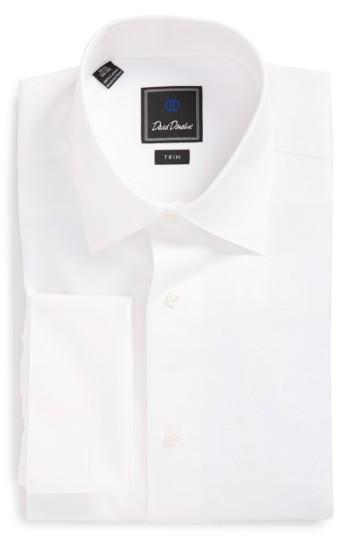 Men's David Donahue Trim Fit Solid Tuxedo Shirt 34/35 - White