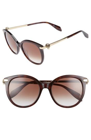 Women's Alexander Mcqueen 53mm Rounded Cat Eye Sunglasses - Avana