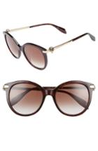 Women's Alexander Mcqueen 53mm Rounded Cat Eye Sunglasses - Avana
