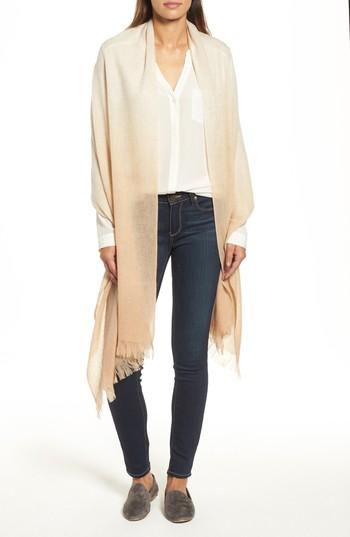 Women's Caslon Dip Dye Cashmere Wrap, Size - Beige