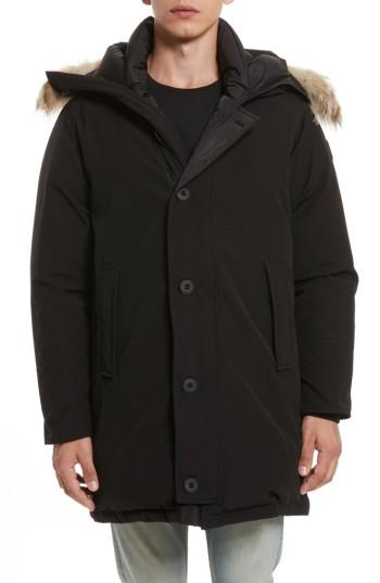 Men's Moncler Aurelien Down Parka With Genuine Fur Trim - Black
