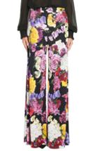 Women's Dolce & Gabbana Floral Print Wide Leg Jersey Pants Us / 50 It - Black