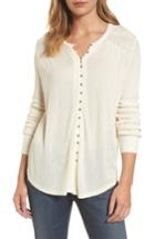 Women's Lucky Brand Embroidered Henley - Ivory