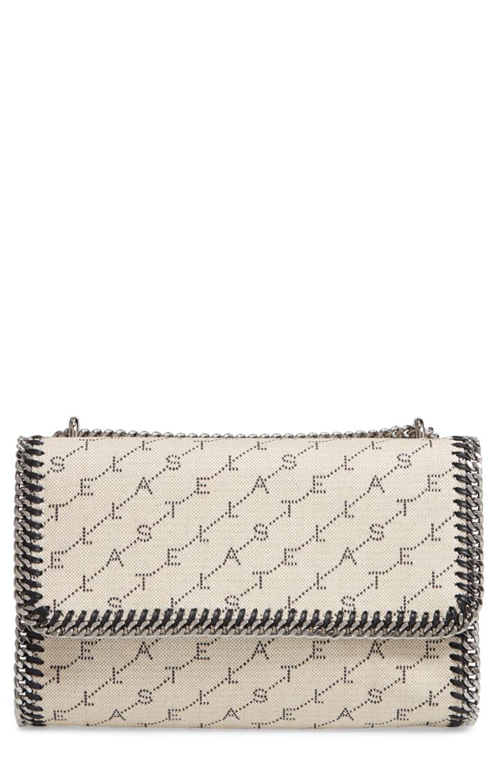 Stella Mccartney Falabella Logo Canvas Shoulder Bag - Beige