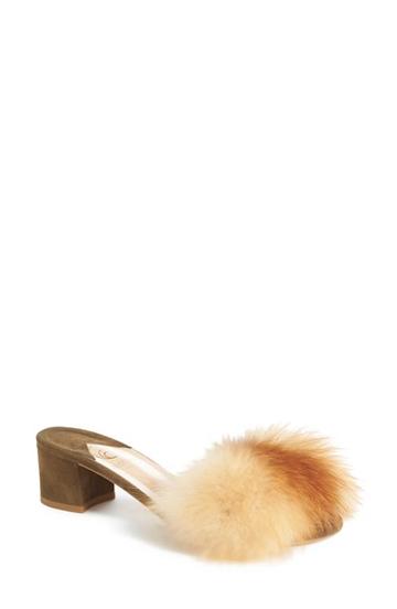 Women's Brother Vellies 'tufted' Genuine Fox Fur Slide Sandal