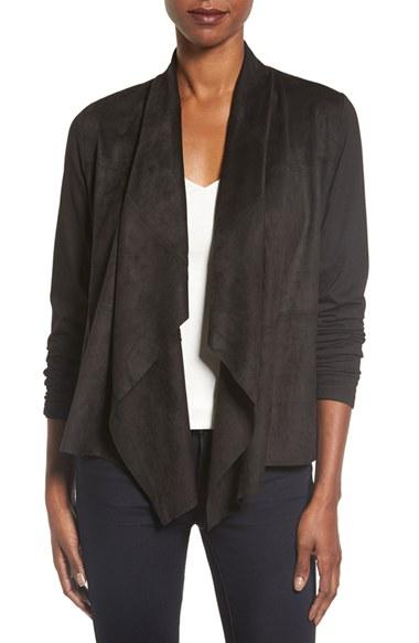 Women's Foxcroft Open Front Faux Suede Cardigan