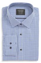Men's Nordstrom Men's Shop Tech-smart Traditional Fit Check Stretch Dress Shirt .5 - 34/35 - Blue