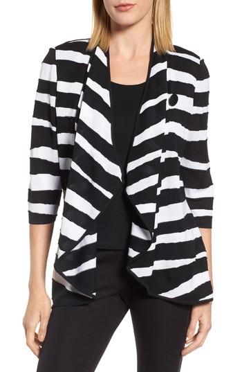 Women's Ming Wang Animal Jacquard Knit Jacket - Black
