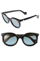 Women's Moncler 51mm Sunglasses - Shiny Black/ Blue Mirror