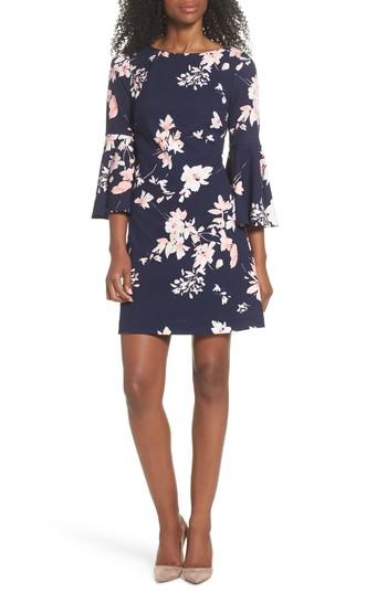 Women's Eliza J Floral Bell Sleeve Dress - Blue