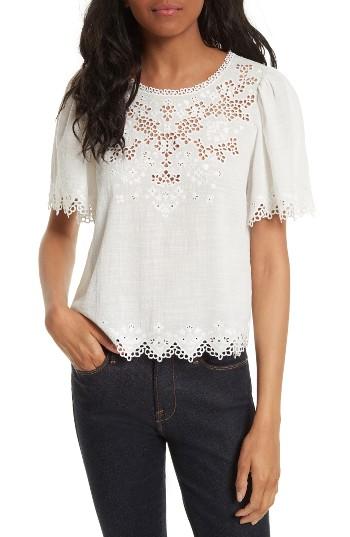 Women's Rebecca Taylor Amore Embroidered Top - White