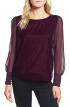 Women's Chelsea28 Sheer Sleeve Velvet Top - Purple