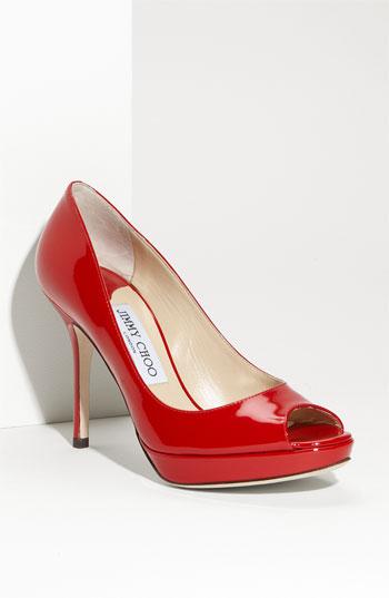 Jimmy Choo 'luna' Peep Toe Platform Pump Red Patent