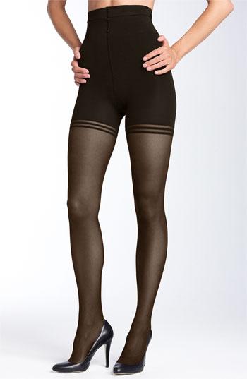 Women's Donna Karan 'sheer Satin Ultimate Toner' Pantyhose, Size Petite - Brown