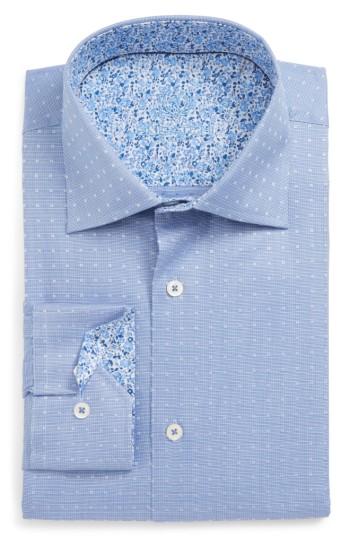 Men's Bugatchi Trim Fit Dress Shirt - Blue