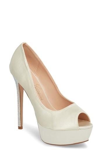 Women's Lauren Lorraine Venus Peep Toe Platform Pump M - Ivory