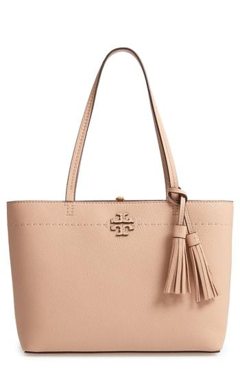 Tory Burch Small Mcgraw Leather Tote - Beige