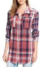 Women's Caslon Plaid & Floral Tunic Shirt, Size - Red