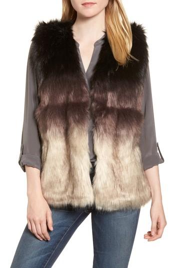 Women's Sole Society Ombre Faux Fur Vest, Size - Black